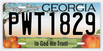 GA license plate PWT1829