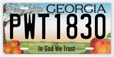 GA license plate PWT1830