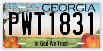 GA license plate PWT1831