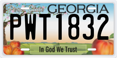GA license plate PWT1832