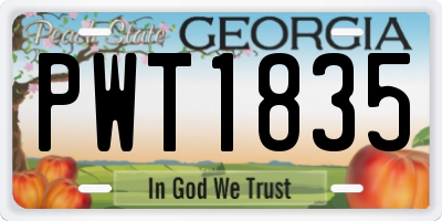 GA license plate PWT1835