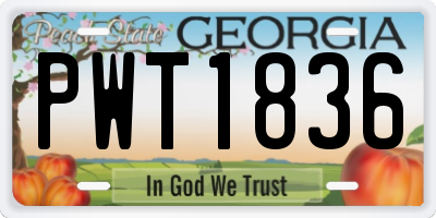 GA license plate PWT1836