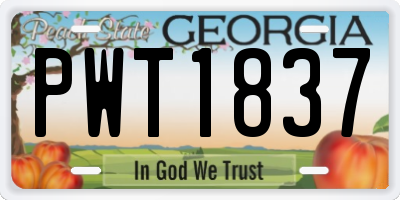 GA license plate PWT1837