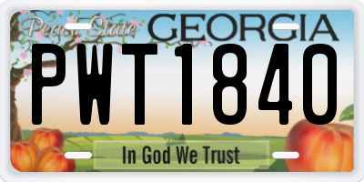 GA license plate PWT1840