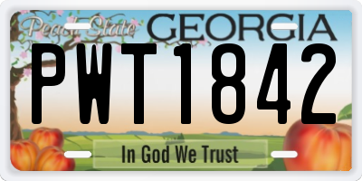 GA license plate PWT1842