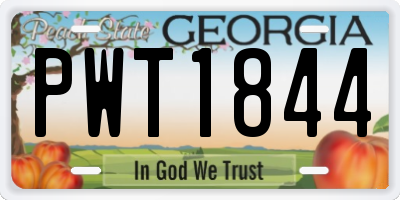 GA license plate PWT1844