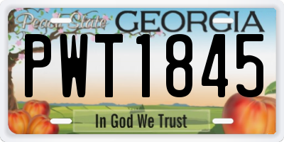 GA license plate PWT1845
