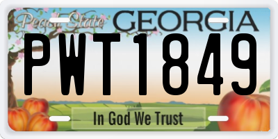 GA license plate PWT1849