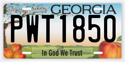 GA license plate PWT1850
