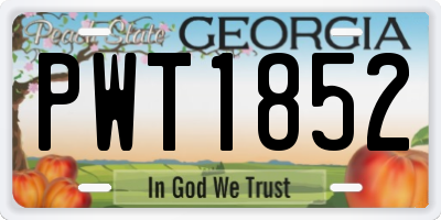 GA license plate PWT1852