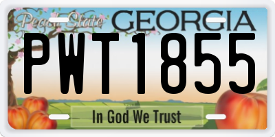 GA license plate PWT1855