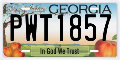 GA license plate PWT1857