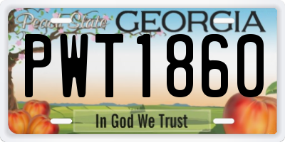GA license plate PWT1860