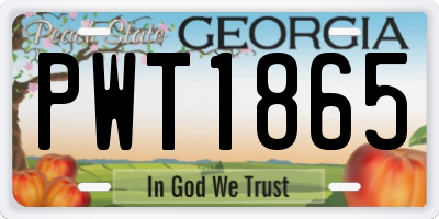 GA license plate PWT1865