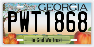 GA license plate PWT1868