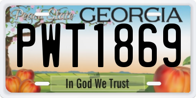 GA license plate PWT1869