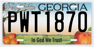 GA license plate PWT1870