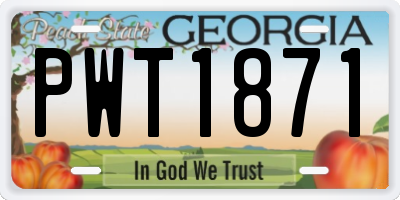 GA license plate PWT1871