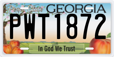 GA license plate PWT1872