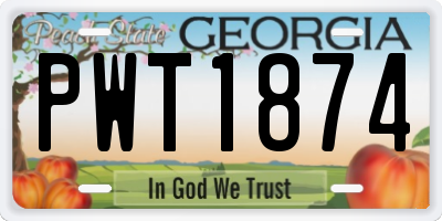 GA license plate PWT1874