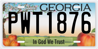 GA license plate PWT1876