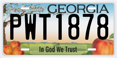 GA license plate PWT1878