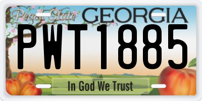 GA license plate PWT1885