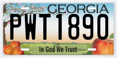 GA license plate PWT1890