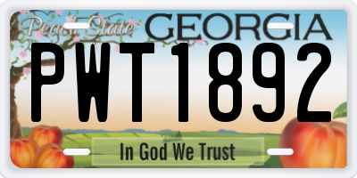 GA license plate PWT1892