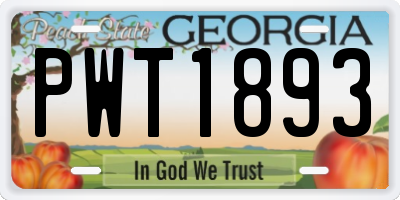 GA license plate PWT1893