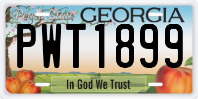 GA license plate PWT1899