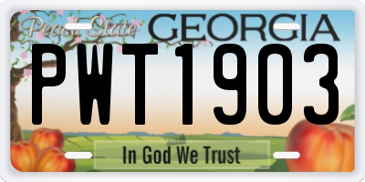 GA license plate PWT1903