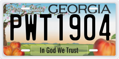GA license plate PWT1904