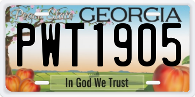GA license plate PWT1905