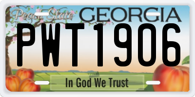 GA license plate PWT1906