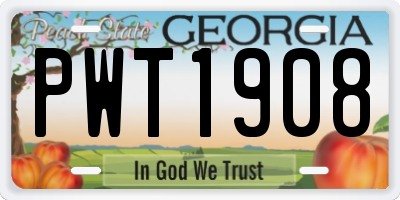 GA license plate PWT1908