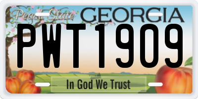 GA license plate PWT1909
