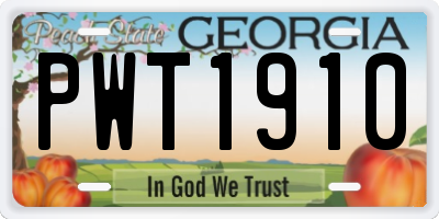 GA license plate PWT1910