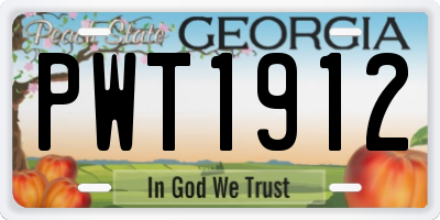 GA license plate PWT1912