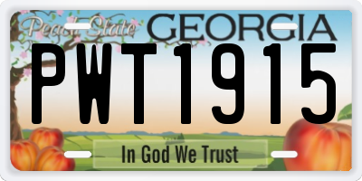 GA license plate PWT1915