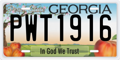 GA license plate PWT1916