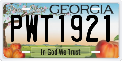 GA license plate PWT1921