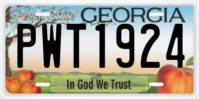 GA license plate PWT1924