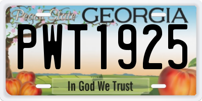 GA license plate PWT1925