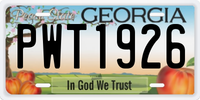 GA license plate PWT1926