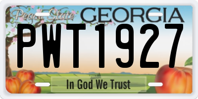 GA license plate PWT1927