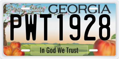 GA license plate PWT1928