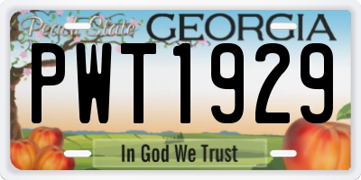 GA license plate PWT1929