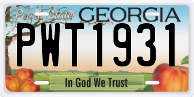 GA license plate PWT1931