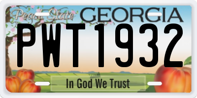 GA license plate PWT1932